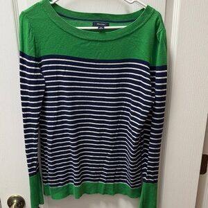 Nautica Green and Navy Striped Pullover